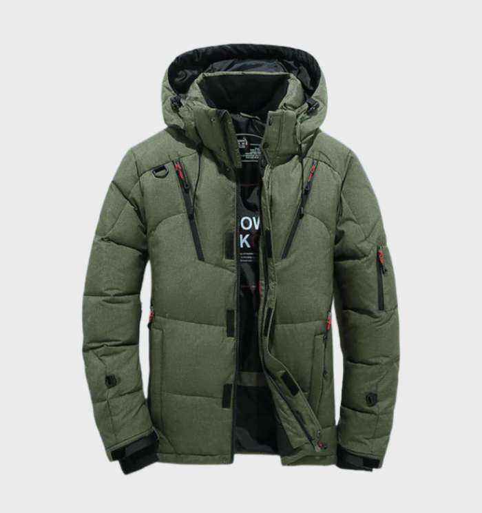 Men's padded parka in olive