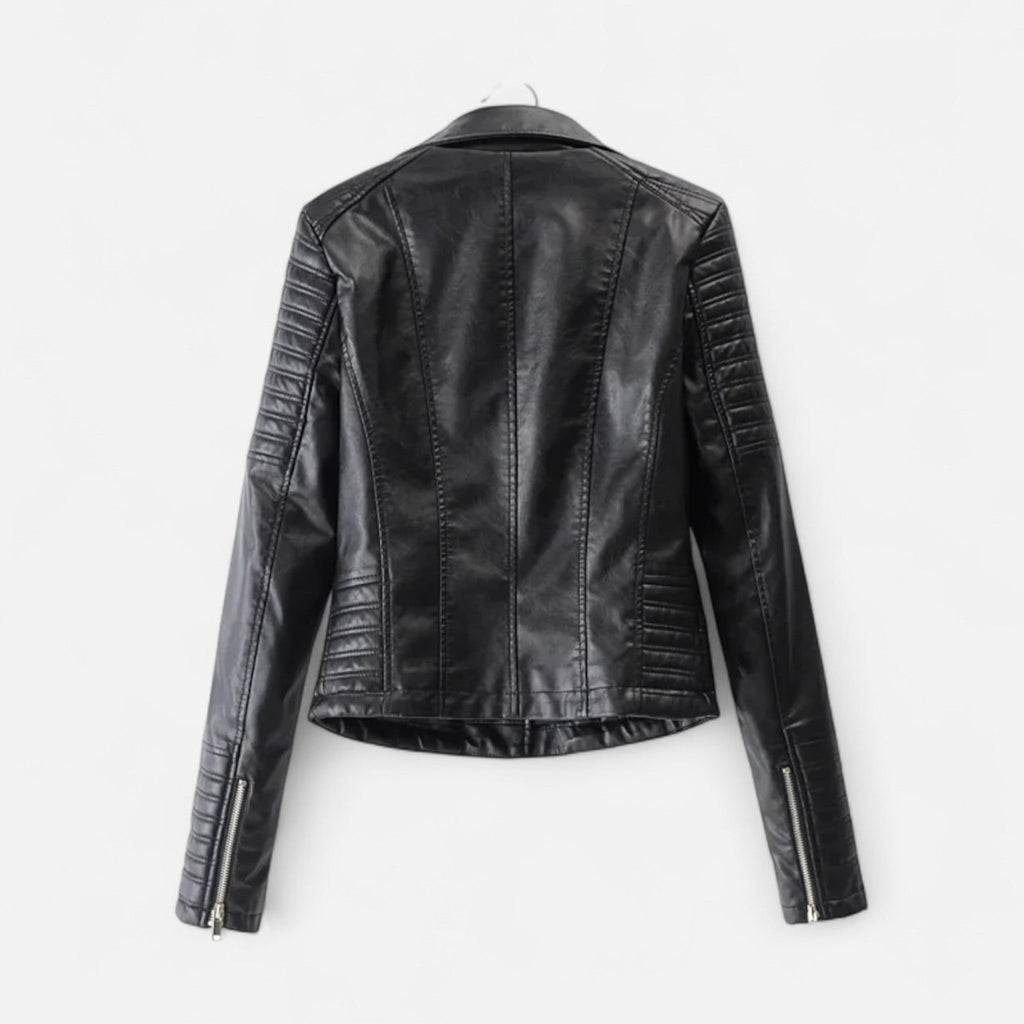 Women's leather look biker jacket