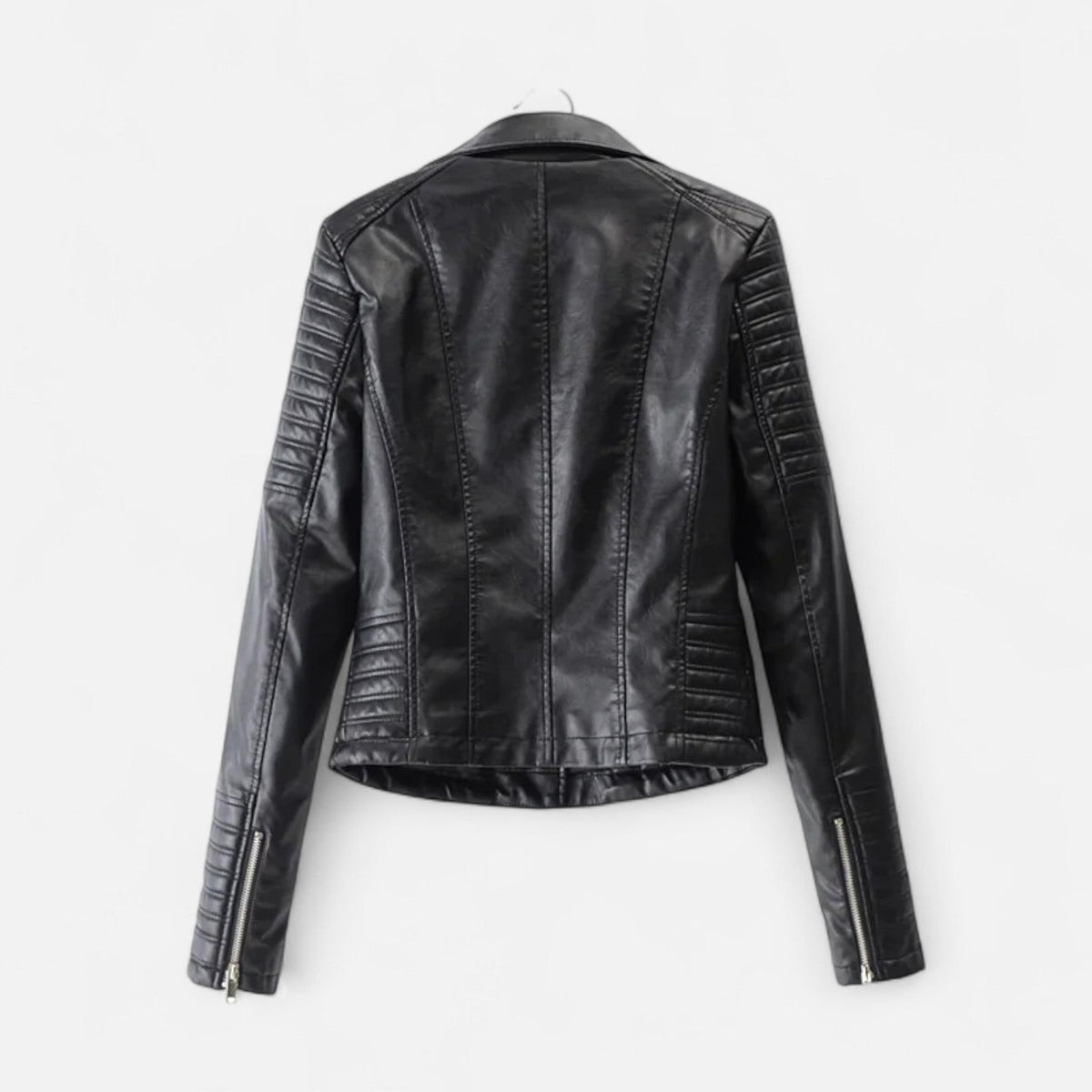 Women's leather look biker jacket