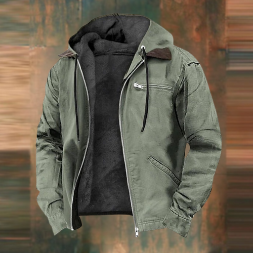 Men's hooded fleece-lined jacket in light green
