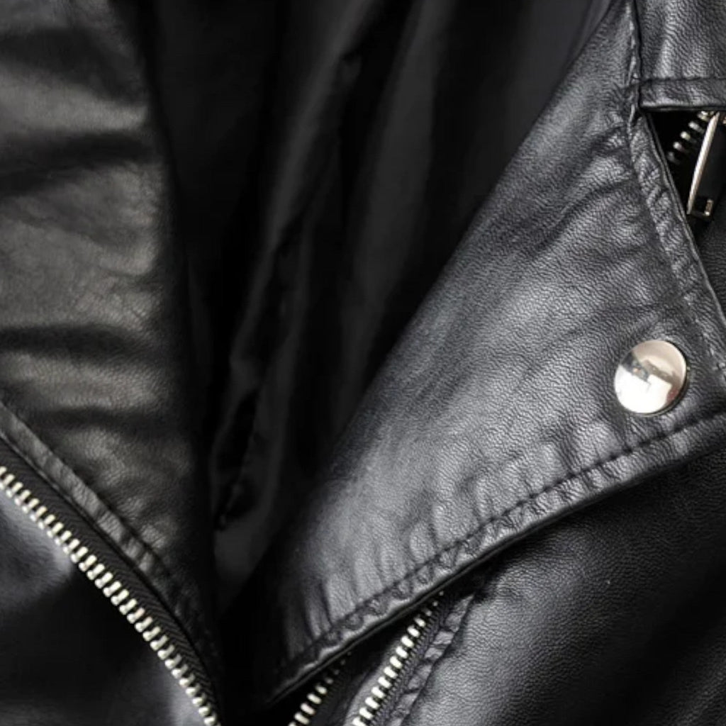Women's leather look biker jacket