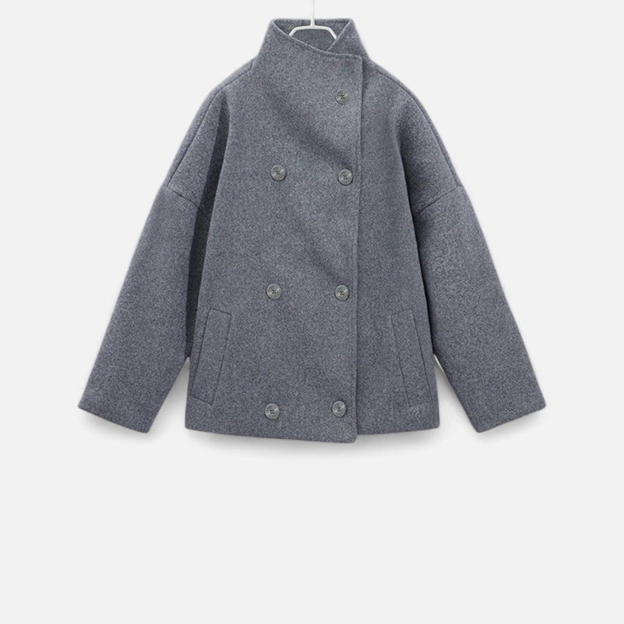 Women's Short Coat with High Collar for Autumn and Winter