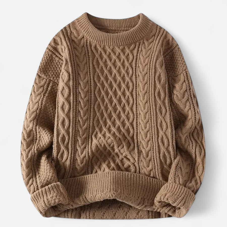 Men's Cable Knit Crew Neck Jumper for Cold Days