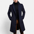 Men's single breasted long coat in navy