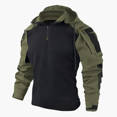 Men's hooded tactical jacket in olive