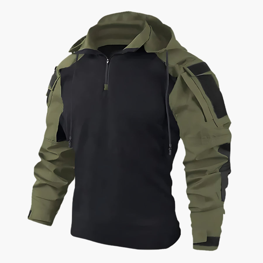 Men's Hooded Tactical Jacket with Half Zip for Outdoor Days