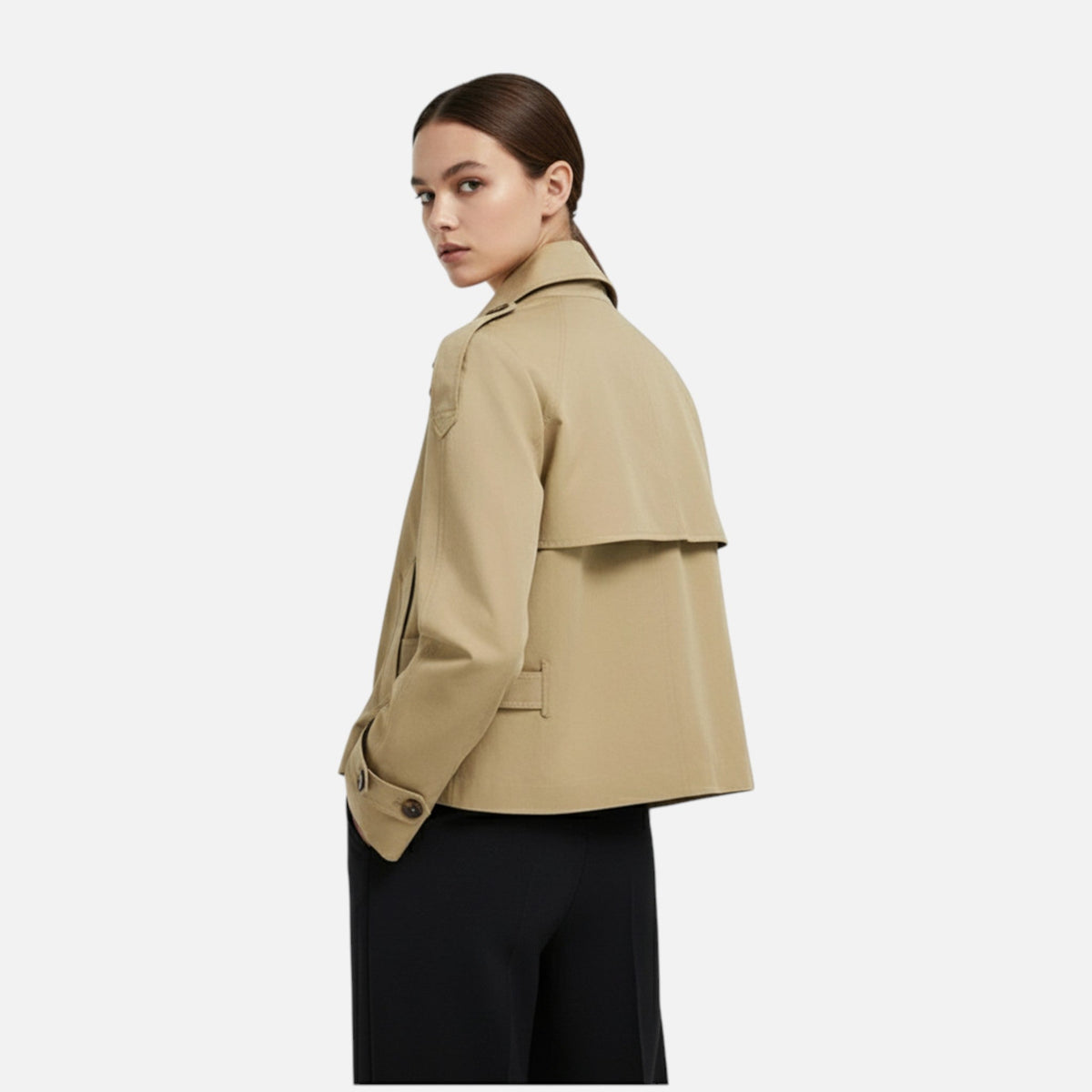 Women's cropped belted trench jacket