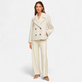 Women's cropped double-breasted jacket in beige