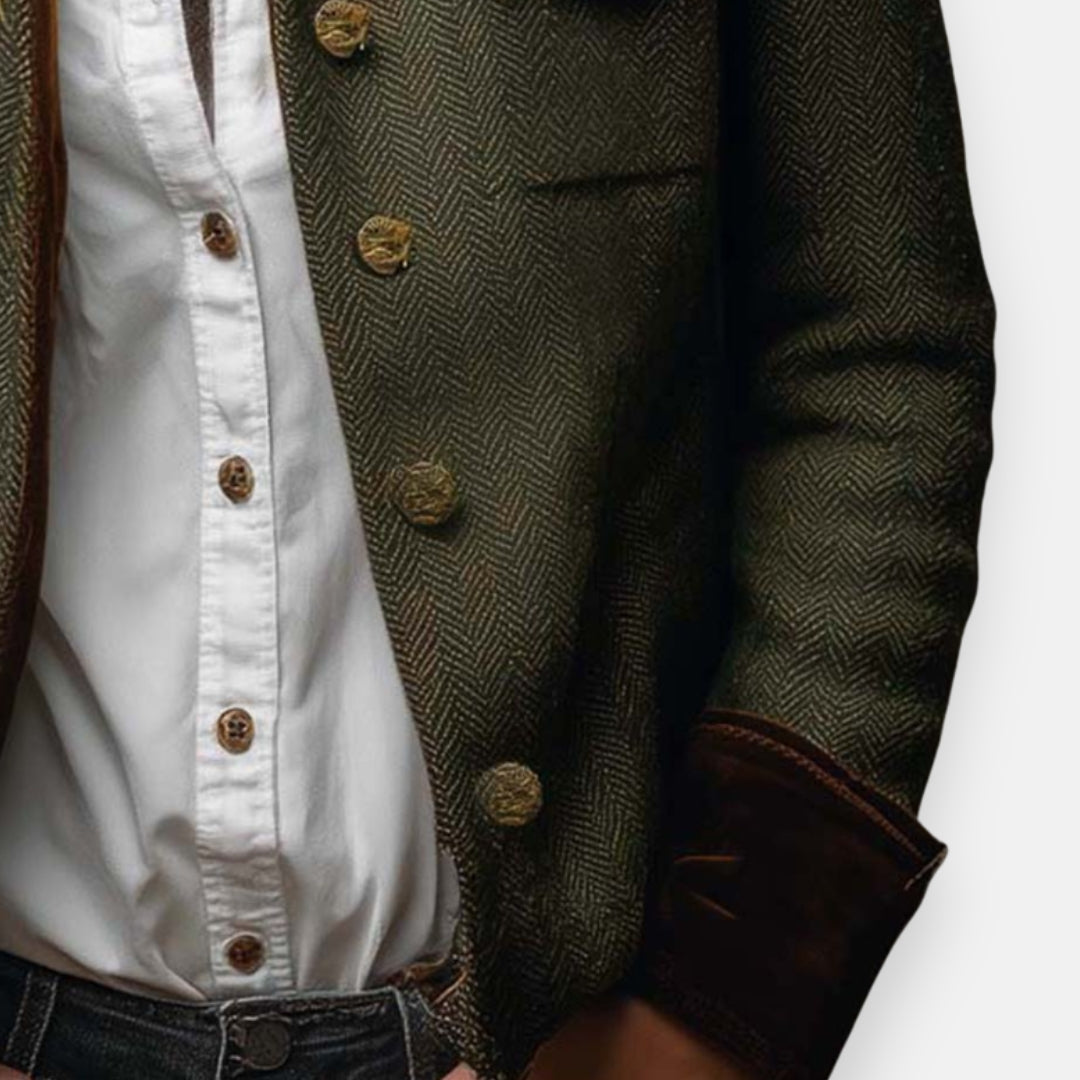 Women's Tweed Look Jacket with Velvet Cuffs for Autumn Days