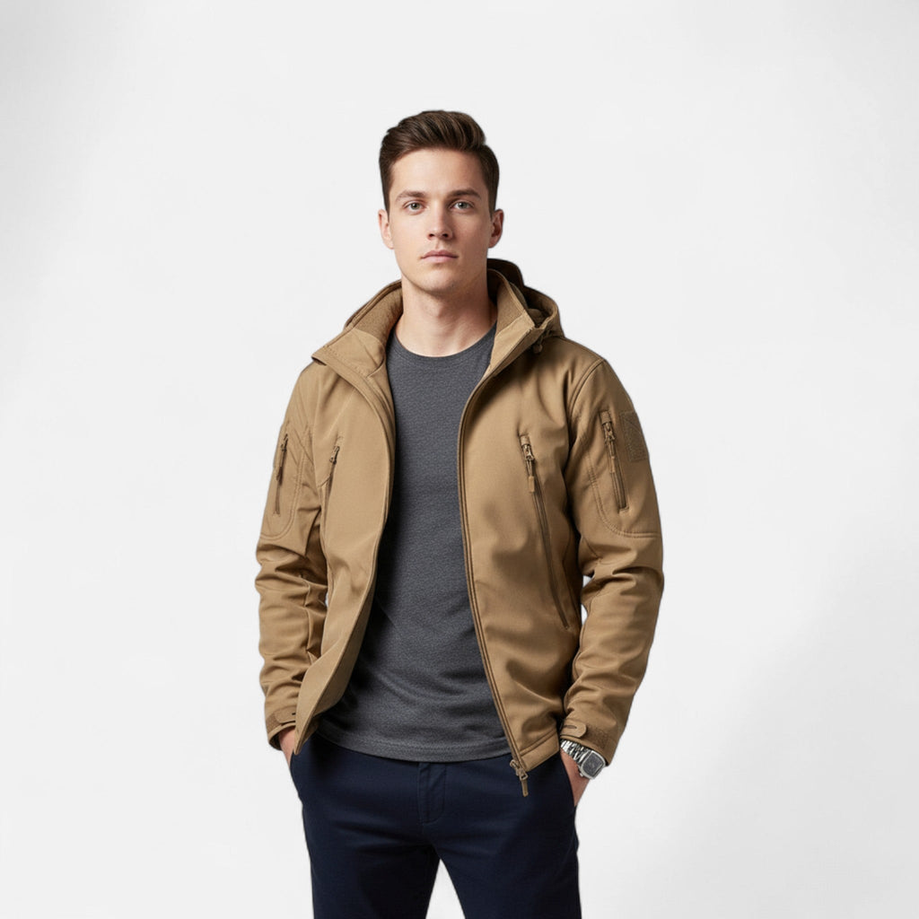 Men's hooded softshell jacket