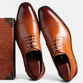 Men's lace-up derby dress shoes in brown
