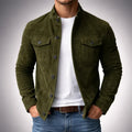 Olive green men's suede look shirt jacket