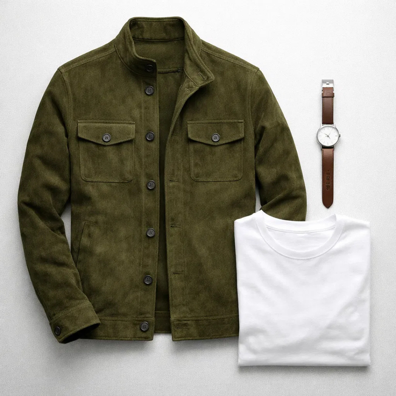 Black men's suede look shirt jacket – view 3
