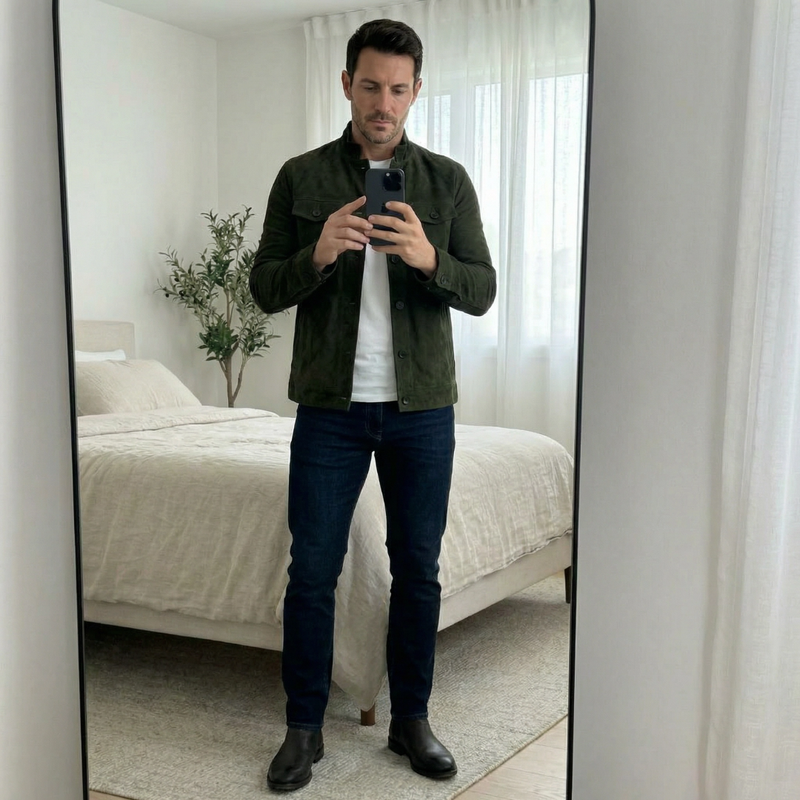Black men's suede look shirt jacket – view 4
