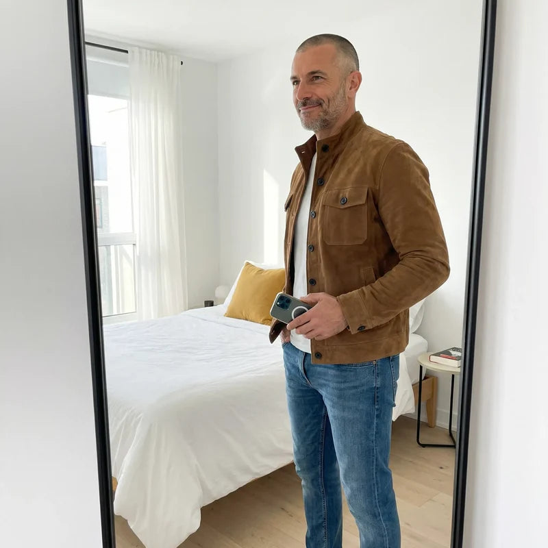 Black men's suede look shirt jacket – view 5