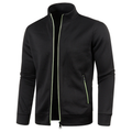 Black men's zip-up knit jacket