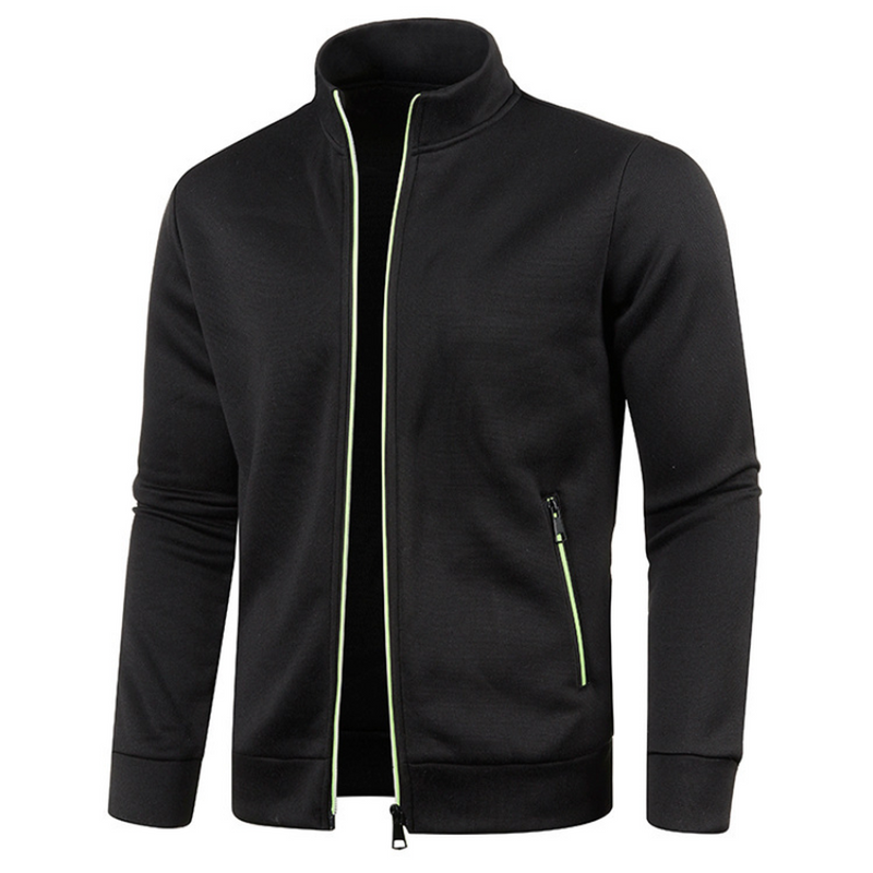 Black men's zip-up knit jacket