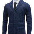 Men's Cable Knit Shawl Collar Cardigan in navy