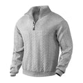 Men's Cable Knit Half-Zip Sweater in grey marl