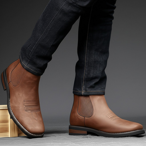 Men's western stitch Chelsea boots in brown – walking