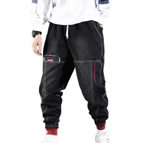 Men's denim jogger trousers in black