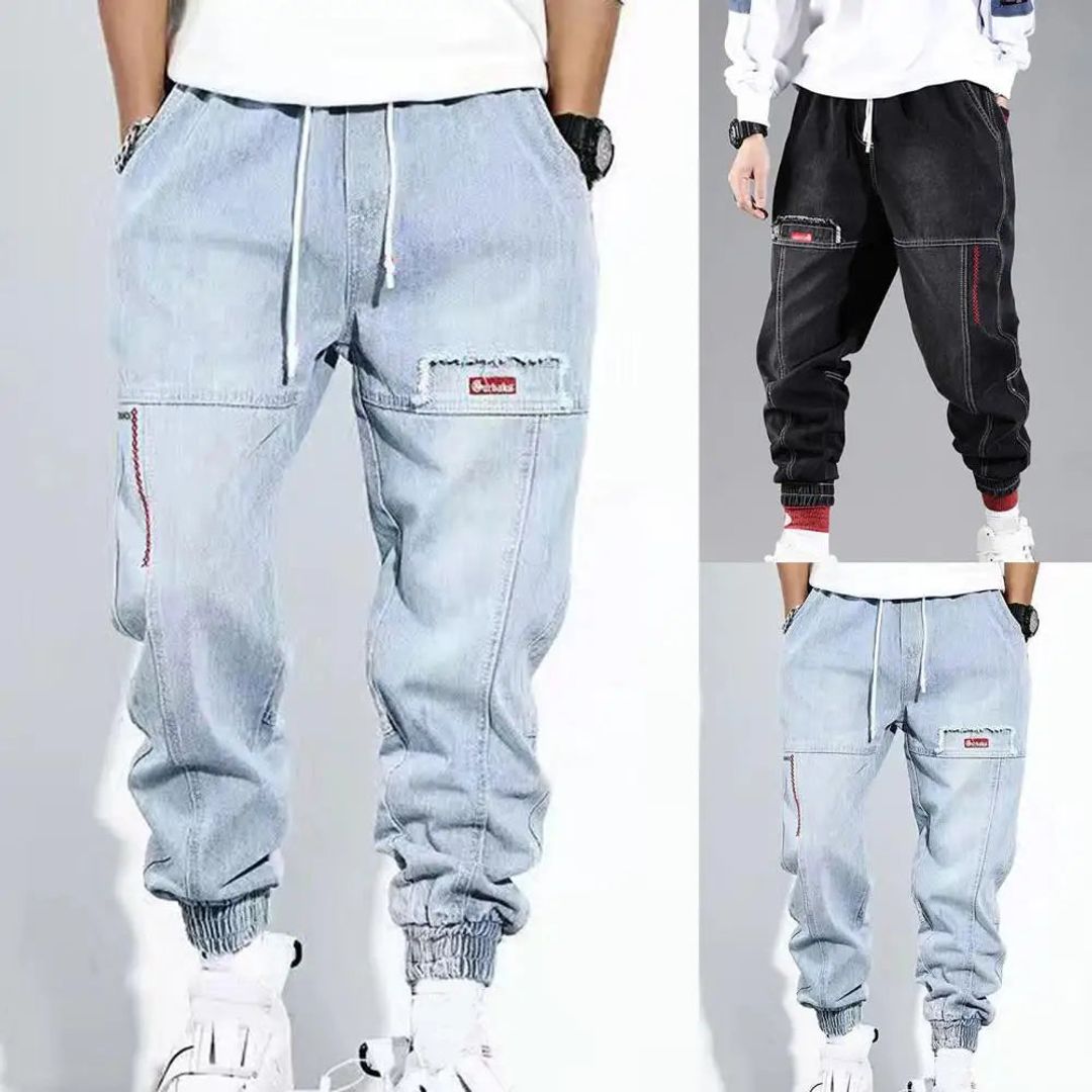 Men's denim jogger trousers, both colours