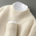 Men's Fine Knit Crew Neck Sweater in cream