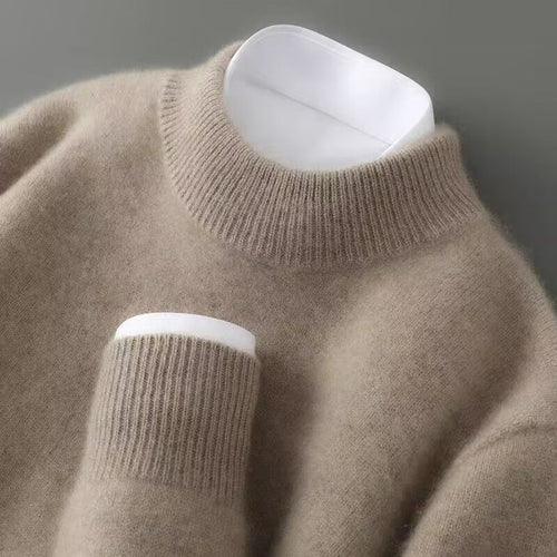Men's Fine Knit Crew Neck Sweater in camel