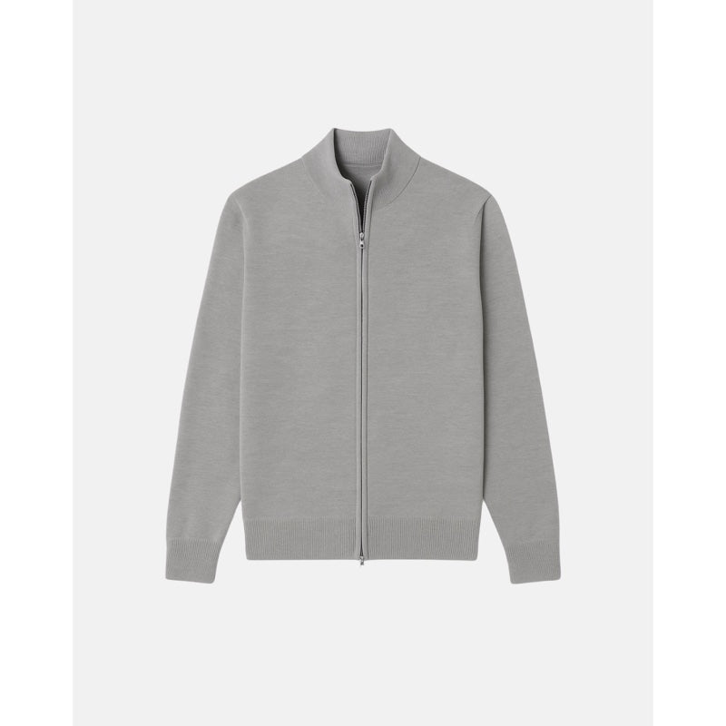 Men's Fine Knit Zip Cardigan with Stand Collar for Smart Layering