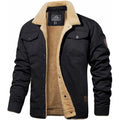 Men's bomber jacket with fleece collar in black – front view