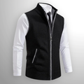 Men's full-zip knit gilet in black – front view