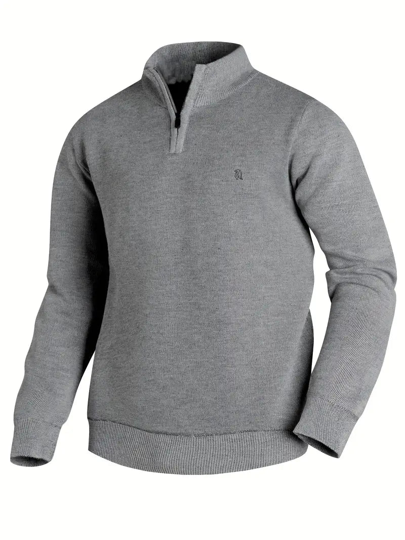 Men's Half-Zip Knit Sweater in grey