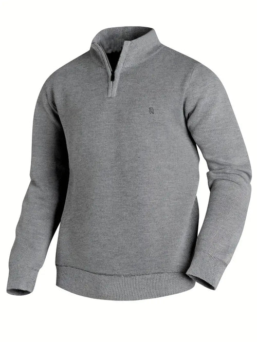 Men's Half-Zip Knit Sweater in grey