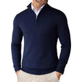 Men's Half-Zip Stand Collar Sweater in navy