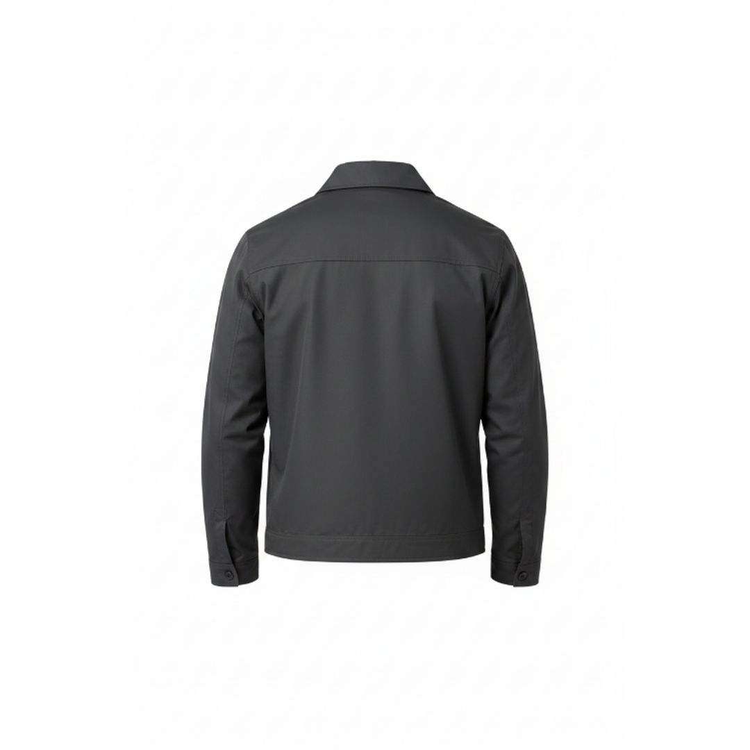 Men's Harrington jacket with classic collar in grey, back view