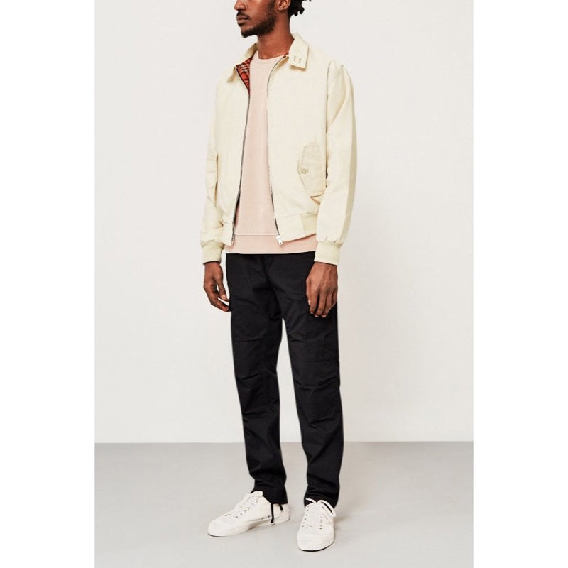 Men's Harrington jacket with tartan lining in beige – worn look