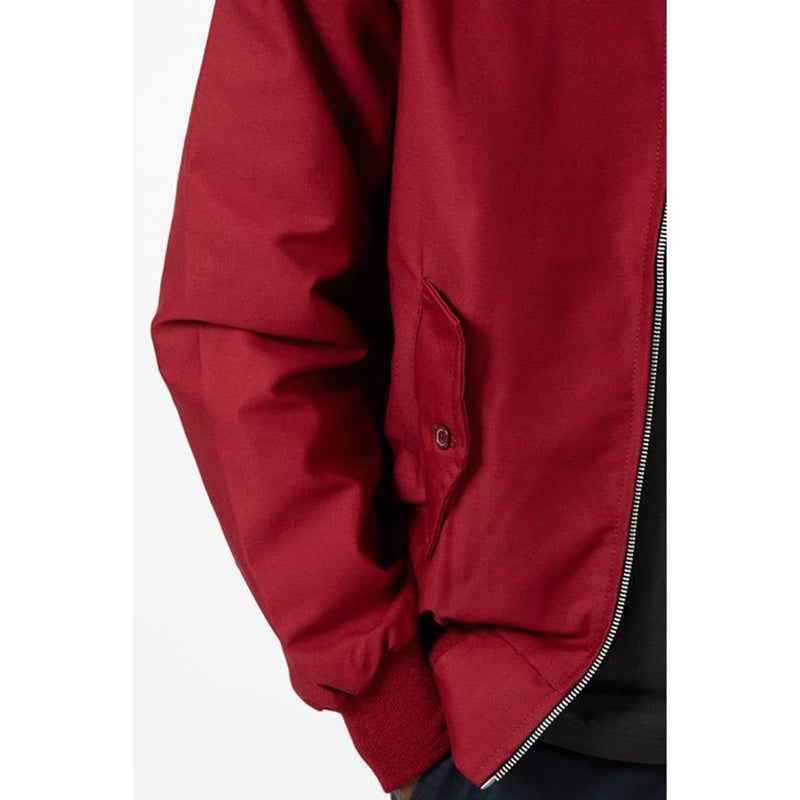 Men's Harrington jacket with tartan lining in burgundy – detail view