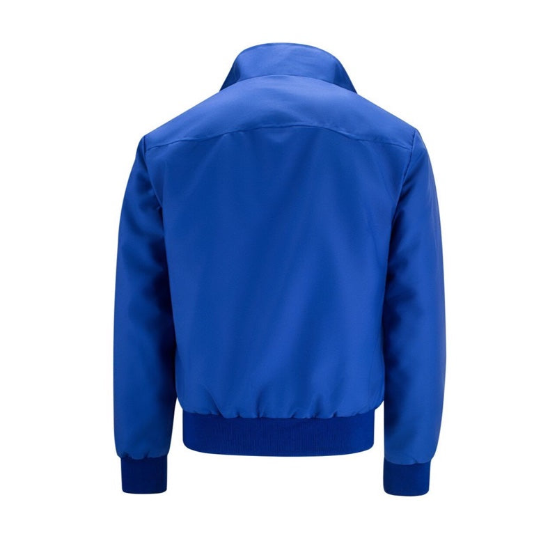 Men's Harrington jacket with tartan lining in royal blue – front view