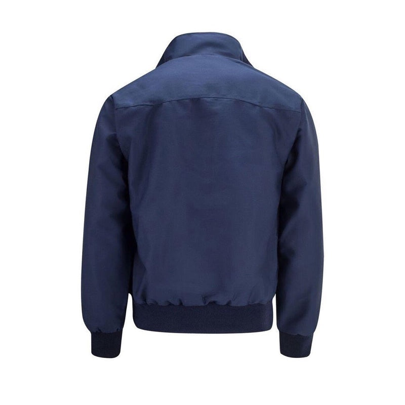 Men's Harrington jacket with tartan lining in navy – second front view