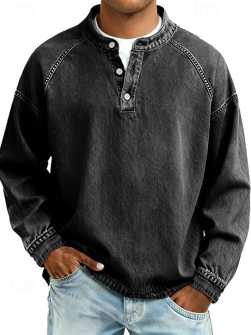 Men's Henley Sweatshirt in black