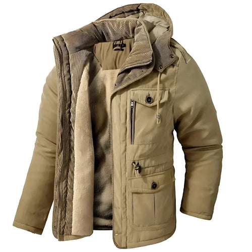 Men's Hooded Winter Parka in khaki