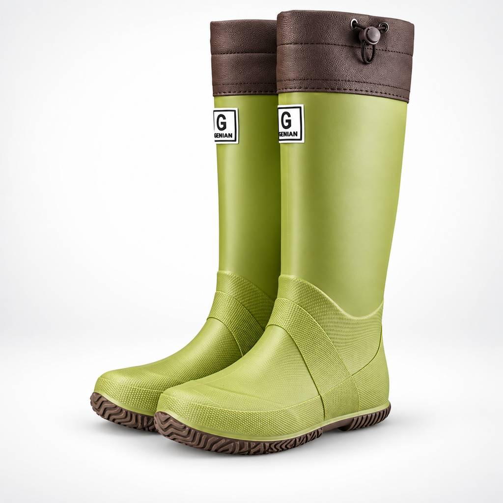 Men's Knee-High Rain Boots in lime green