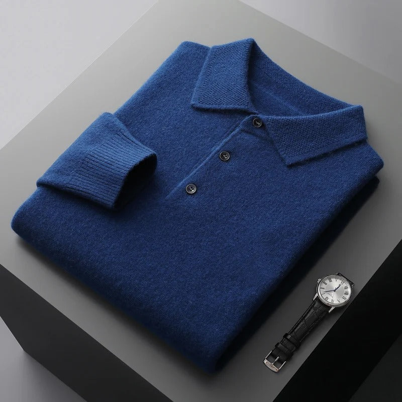 Men's Knit Polo Sweater with Button Placket in 5 Colors for Smart Casual Days