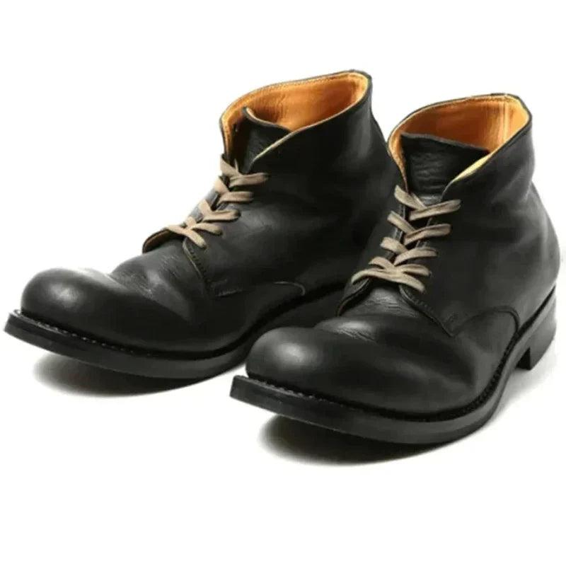 Men's Lace-Up Ankle Boots with Round Toe in 2 Colors for Everyday Wear