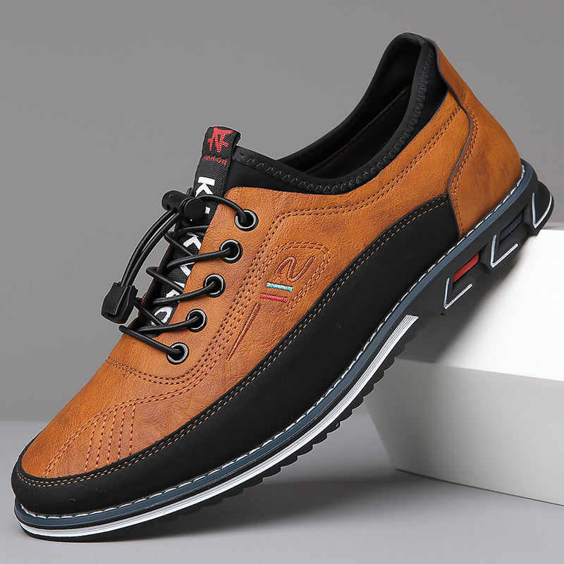 Men's Perforated Lace-Up Shoes in camel
