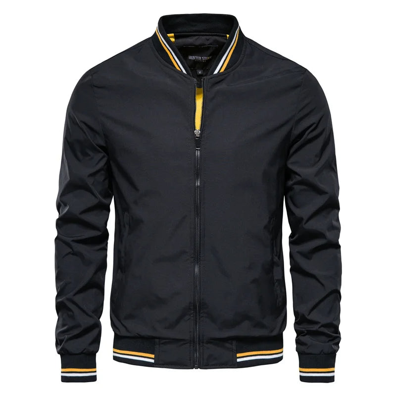 Men's lightweight bomber jacket in black – front view
