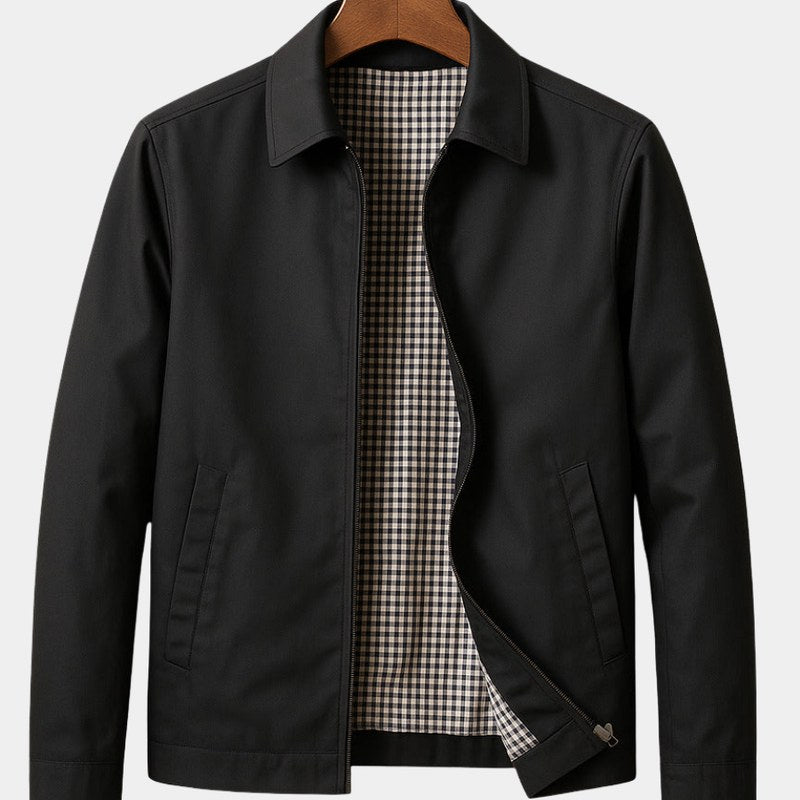 Men's Lightweight Zip Jacket with Check Lining for Everyday Wear