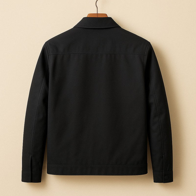 Men's lightweight zip jacket in black – back view