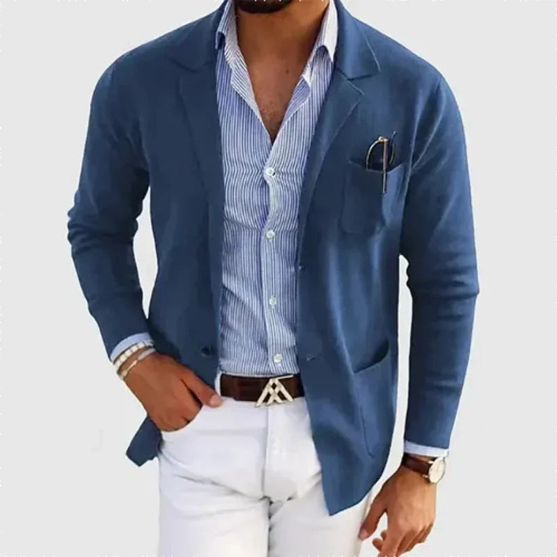 Men's Lined Blazer with Notch Lapels for Smart Casual Days