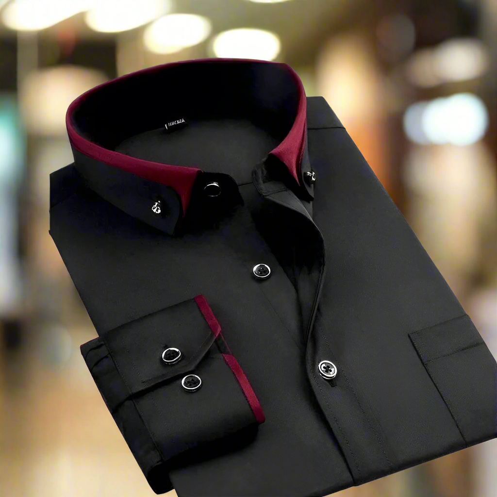 Men's Contrast Collar Shirt in black